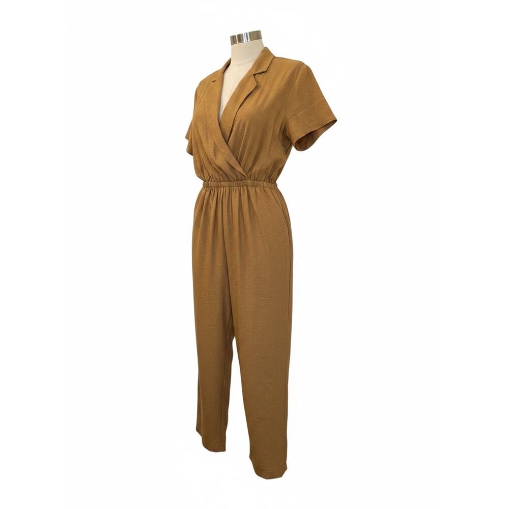 Linen Cotton Jumpsuit Tan Utility Minimalist Safari Core Capsule M Earthy Tones